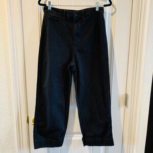 Quince Womens Black Organic Cotton Twill Stretch Wide Leg Cropped Pants | Size 3